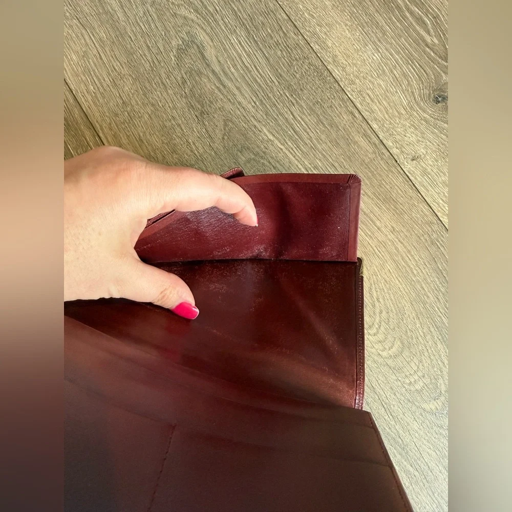Cartier Burgundy Unisex Long Leather Bifold Wallet